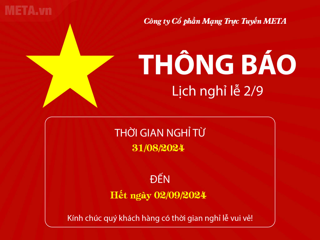 Hoàn thành cách tạo thiệp thông báo nghỉ 2/9 online